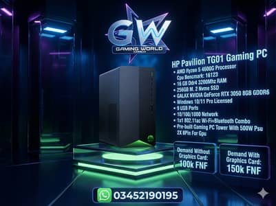 HP Pavilion TG01 Gaming PC AMD Ryzen 5 4600G 16GB DDR4 RTX 3050 8GB D6