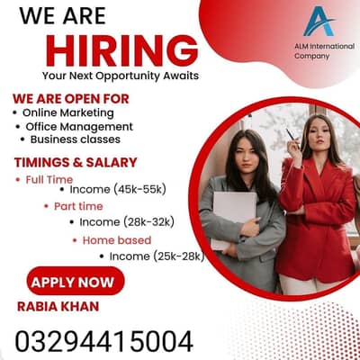 Hiring males and females for online and office working