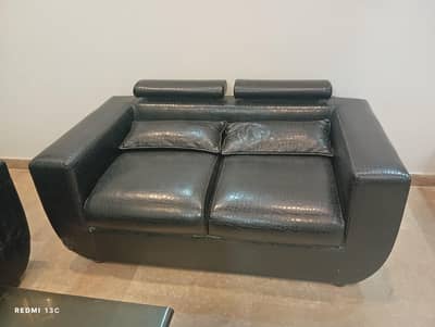 black leather 7seater sofa set