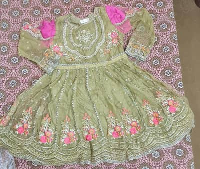 Fancy mehndi dress for sale (frock and sharara)