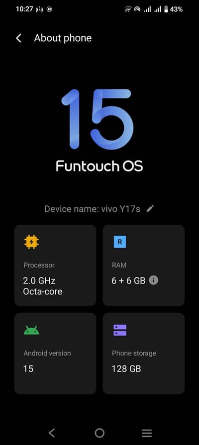 vivo y17s 6 rem 128 memory only phone no oppin no repir