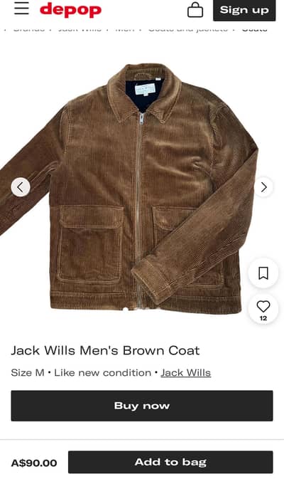 Jack Wills Men's Brown Coat (Thrifed)