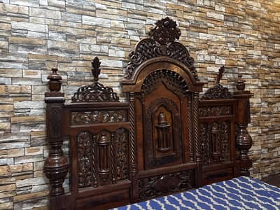 New bed Set with 2 tables All wooden work