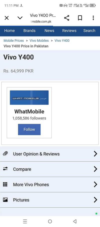 vivo y400 cimpany pack phone non active 03485708100