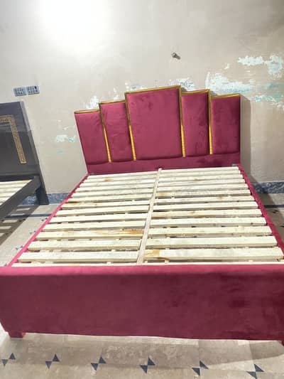 King size Velvet bed with bed frames