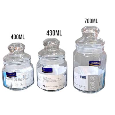 3 PIECES GLASS JAR SET WITH AIRTIGHT LID FOR DRY FRUITS AND MULTIPURPO