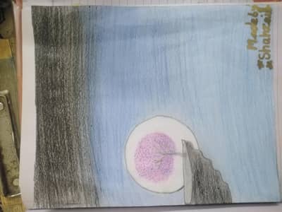 original Handmade moon scenery painting