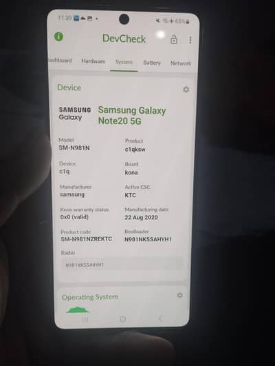 Samsung Note 20 Fresh Panel No Dot No Shade Orignal Panel 03156415697