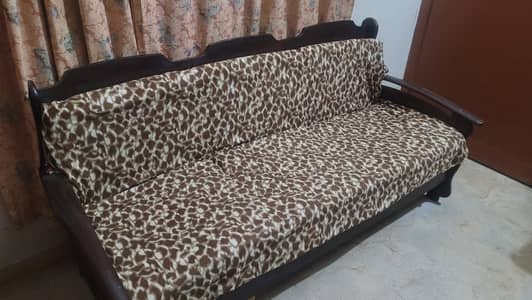 Wooden 5 seat Sofa set (3 seater and 2 single seaters)