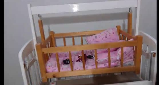 wooden baby cort with sweing