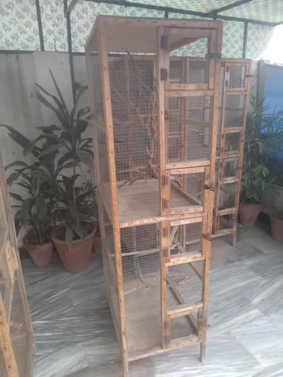 3 wood cages for parrot finches pigeons and hens