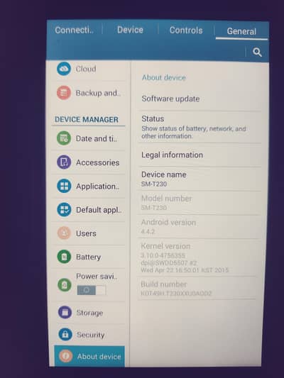 Samsung tab 4 modal t230 8gb memray 2gb ram