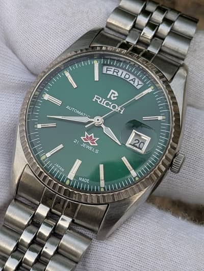 Vintage Ricoh president Automatic Men's watch Green Dial japan
