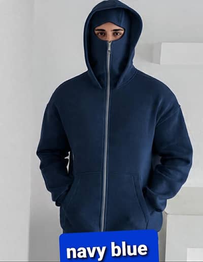 Zipper Hoodie with built-in Face Mask | 1 Free black glasses
