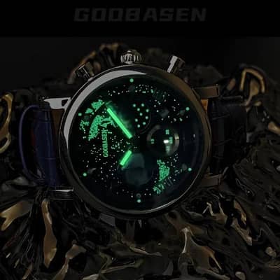 Luxury GOOBASEN Moon Phase Watch for Men | Leather Strap | Brand New