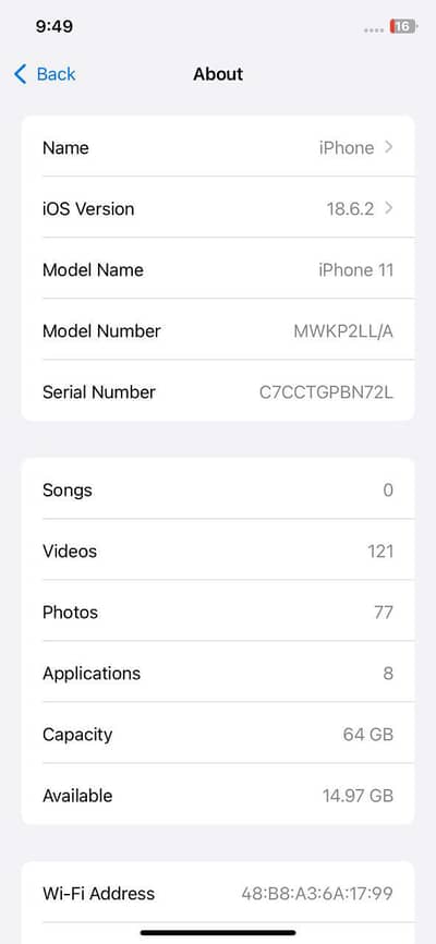 iPhone 11 Factory Unlocked - 85% Health - Face ID & True Tone OK