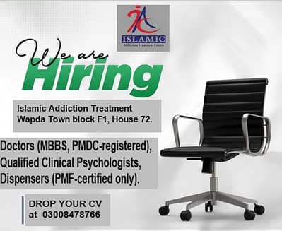 we Hiring Doctors , Psychologists and Dispensers