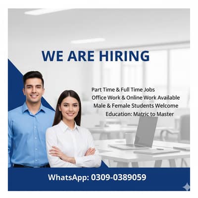 Hiring energetic candidates for Online and Office Work & apply now.