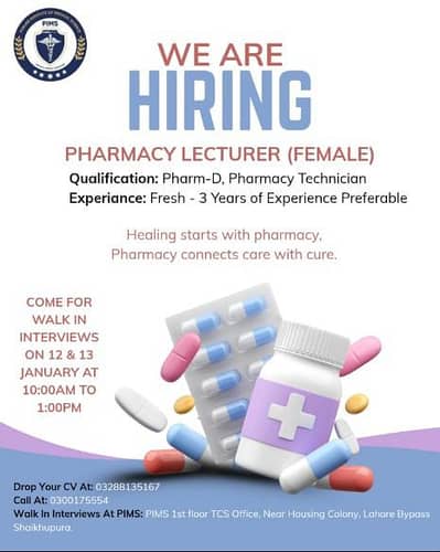Lecturer Pharmacy Technician