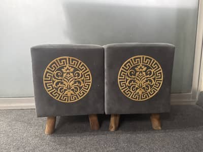 2 velvet grey stool slightly used stylish design