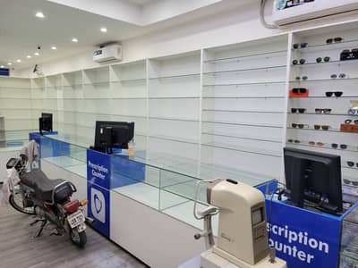 Wooden Racks and Counters with Glass Top up for Sale