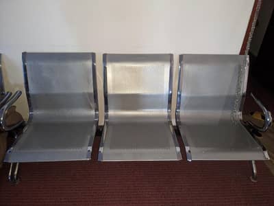 three seater steel benches pair