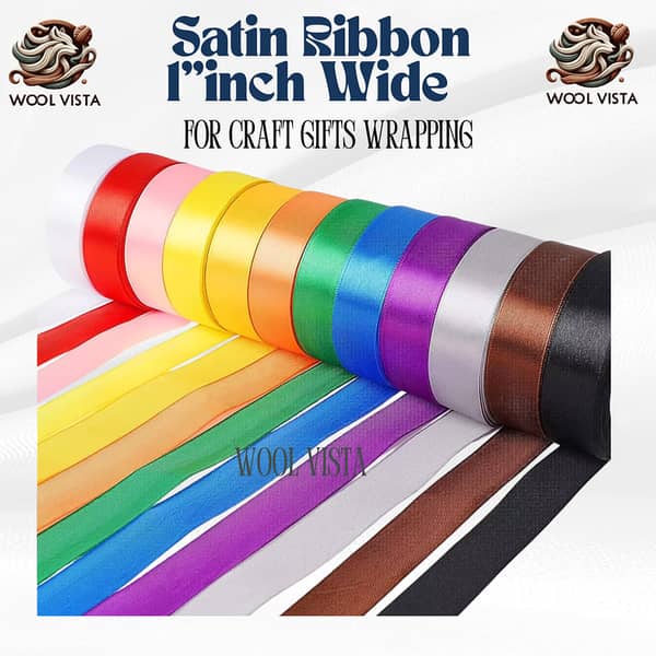 Satin Ribbon 1"inch Wide 18 Yards Each Roll for Craft Gifts Wrapping,  Crafts, Gift Wrapping, Hair Bows, Floral Bouquets, Sewing, Wedding Party Decoration and More