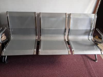 three seater steel benches pair