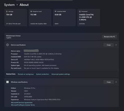 Intel i5 4th Gen Desktop – 8GB RAM, SSD + HDD, Good Performance!