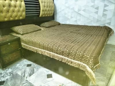 Double Bed MDF with Storage + Side Tables (Excellent Condition)