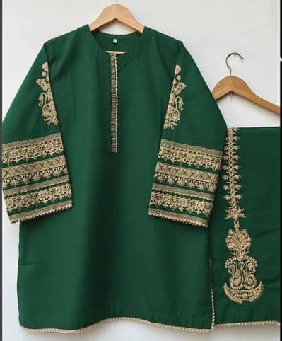 FOR SALE!!! 2 Pcs Women Stitched Shamoz Silk Embroidered.