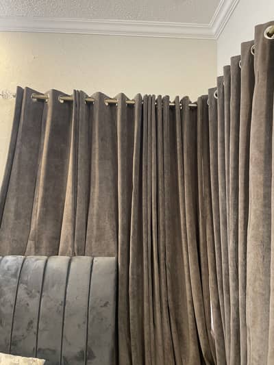 2 windows grey jute  velvet Curtains
