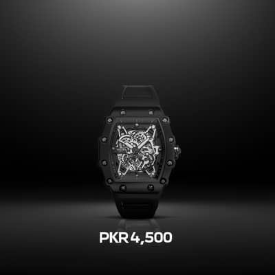 Luxury Skeleton Automatic Watch – Black & Gold Edition