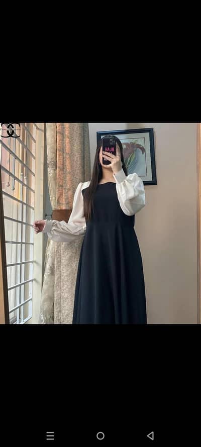 Front And Back Platted Design With White Sleeves Georgette Maxi