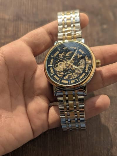 Fitron Automatic Skeleton Watch - Gold & Silver Edition