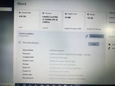 Dell Laptop i5 3rd gen 128 SSD 4 ram for sale read full add please