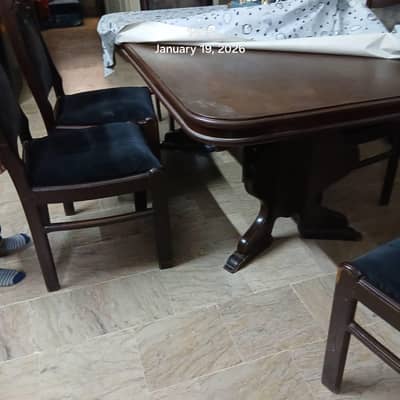 six seater wooden sheeham dining table