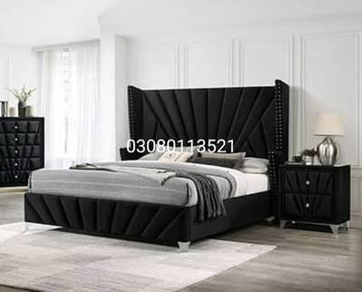 wooden bed/poshish bedset/king size bed/bed with side table/Furniture