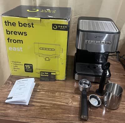 Noon East 15 Bar Espresso Machine - with Milk Frother and Box