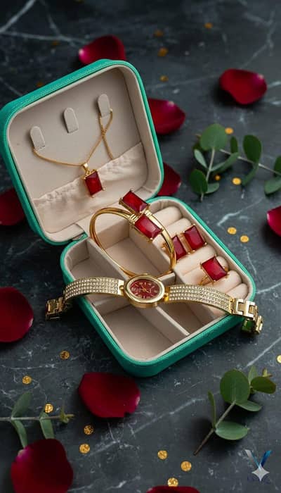 jewellery set with watch
