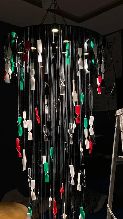Acrylic waste Chandelier
