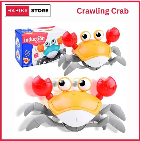 Induction Crawling Crab Toy for Kids | Smart Obstacle Avoidance Musical Crab with LED Lights | Electric Walking Baby Toy Dancing Crab for Baby