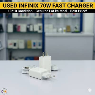 Original Infinix 70W Fast Charger with Type-C Cable - 10/10 Condition