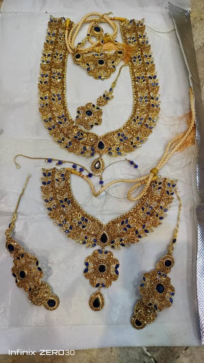 Beautiful heavy bridal jewelry sat in