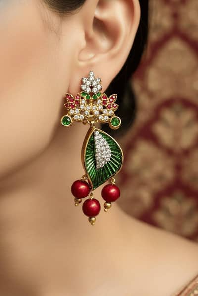 Leaf Cherry Earrings Elegant Festive Jewelry Design