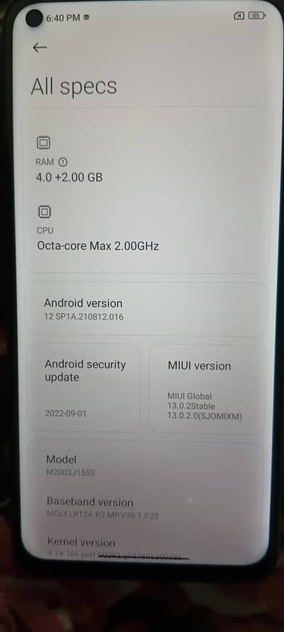 Redmi note 9 128 GB for sale used