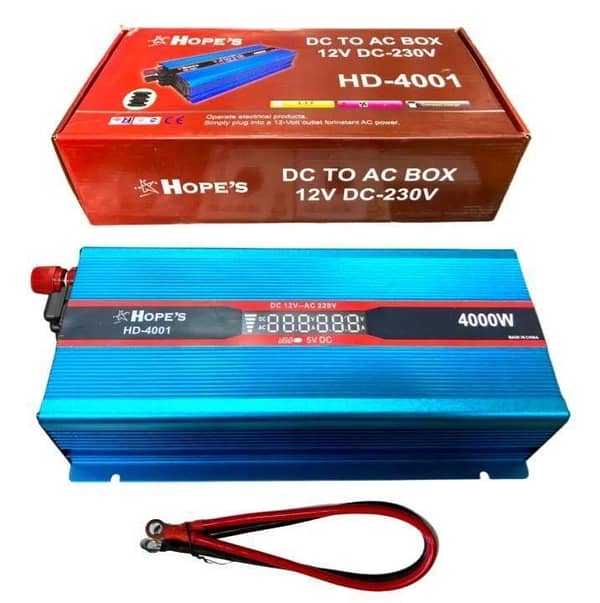 Hopes DC TO AC Converter 4000W DC 12V to AC 220V Power Inverter with Display Screen