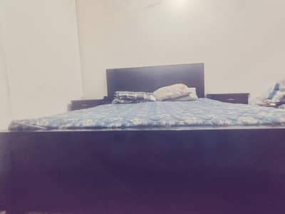 King Size double Bed, 2 side tables with spring mattress