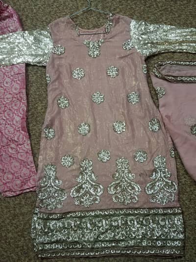 dress with sitara work_ jamawar trouser_pure dupatta with sitara work