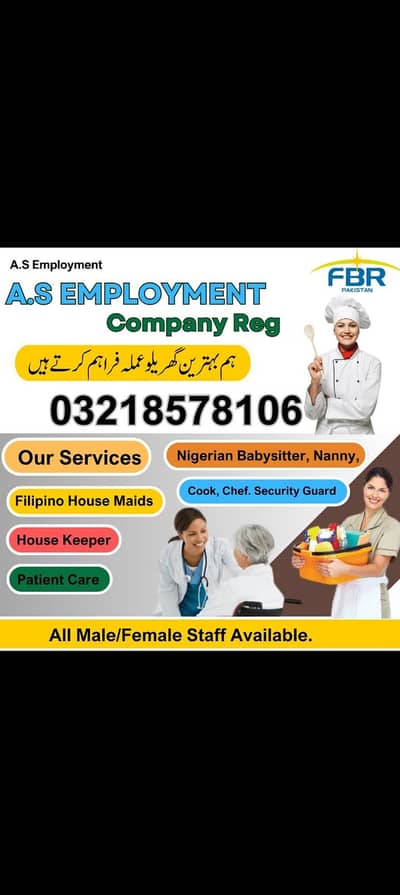 A. S. Employment com. Reg Couple maids cook driver available